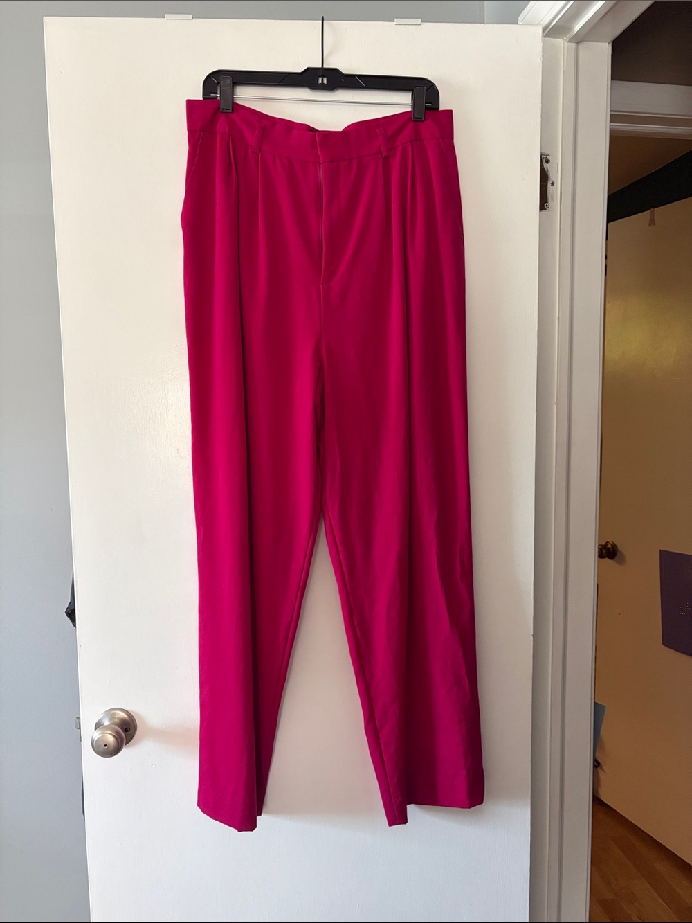 Vintage 100% Wool High-Waist Hot Pink Trousers